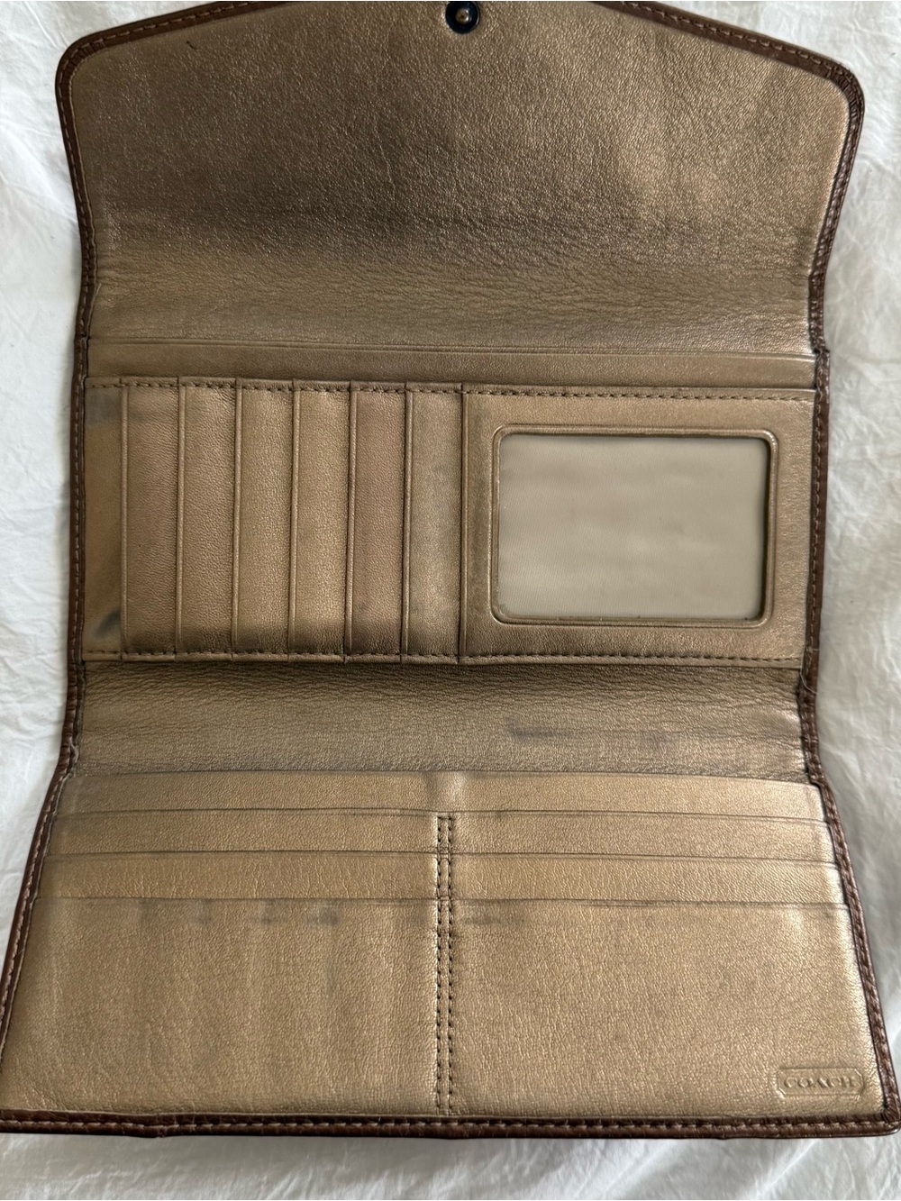 Metallic Brown Coach Madison Tri-Fold‎ Wallet - Picture 2 of 3